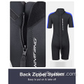 Bambini da 3/2 mm con zip shorty wetsuit nero/blu